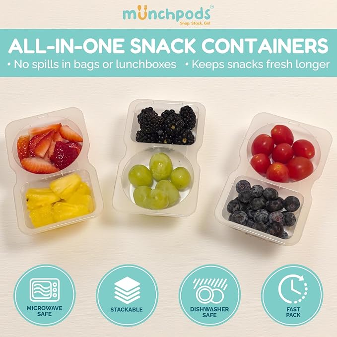 Reusable Snack Containers with Lids 10Pcs, Portion control containers, Snack Pack Containers,2 Double Compartment Snack Containers for Kids On the Go Meals, Camping Condiment Snack Tray Prep