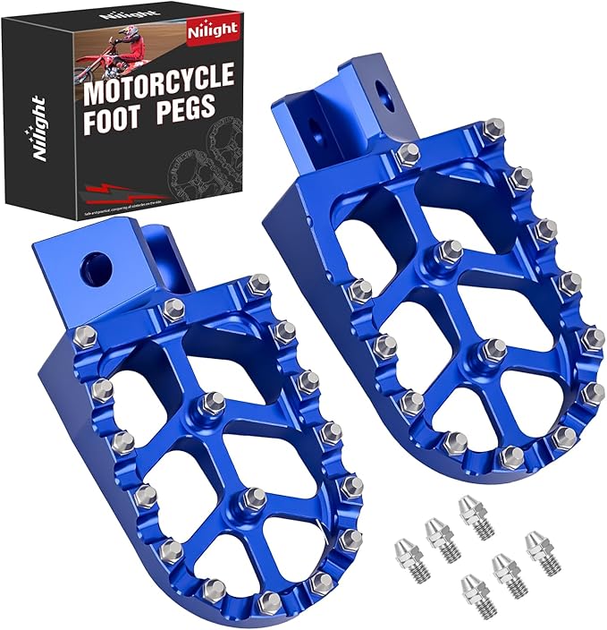 Nilight Motorcycle Foot Pegs Dirt Bike Footpegs Fit for Yamaha PW50 1981-2021 PW80 1983-2006 Y-ZINGER 1985-2001 TW200 1987-2021 CNC Foot Pegs for Motorcycles Heavy Duty Foot Rests Peg Pedal, Blue