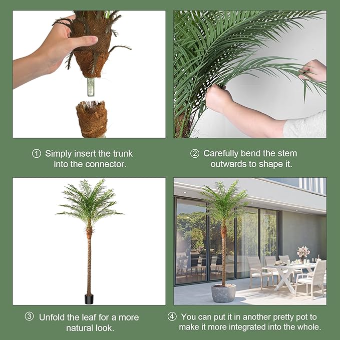 Artificial Phoenix Palm Tree 9ft Tall 2 Set – Fake Large Tropical Tree with 21 Adjustable Leaves, Outdoor Indoor Faux Sago Palm Plant for Living Room Patio Poolside Yard Decor (2, 9ft)