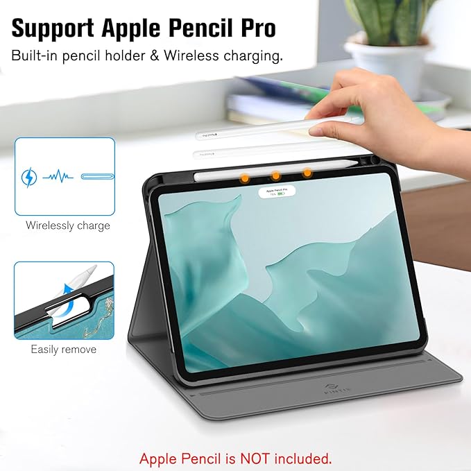 Fintie Magnetic Case for iPad Pro 11-inch (M5) 2025 / (M4) 2024 - [Built-in Pencil Holder] Multiple Angles Viewing Hard Shell Smart Stand Cover, Auto Sleep/Wake, Blossom