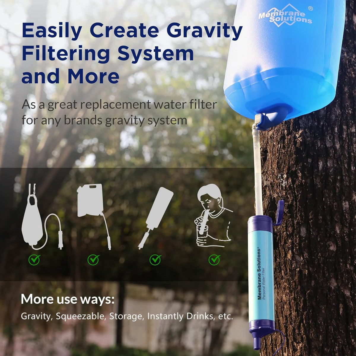 Membrane Solutions Personal Water Filter Straw S1