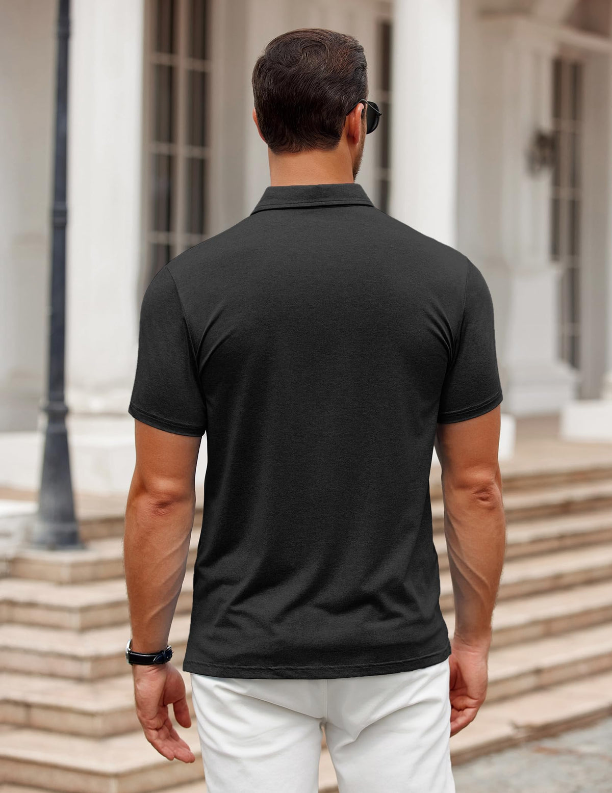COOFANDY Men's Short Sleeve Black Golf Polo Shirts Quick-Dry Performance Tactical T-Shirt Collared Tennis Shirts Top