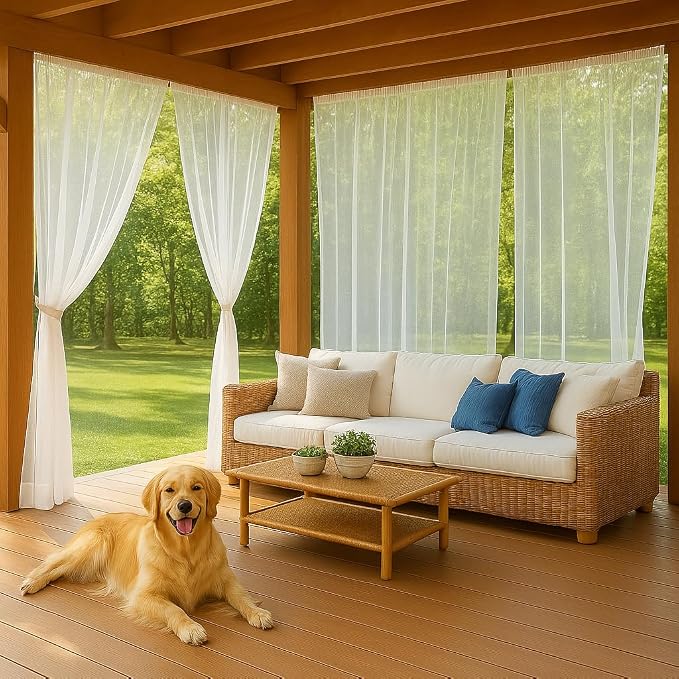Patio Screen Mesh Outdoor Curtains Waterproof Sheer Lightweight Bug Netting