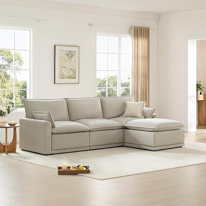 CHITA 113" Oversized Cloud Sectional Couch, Modern Modular Sectional Sofa Set for Living Room, 4 Seater L Shaped Couch, Taupe