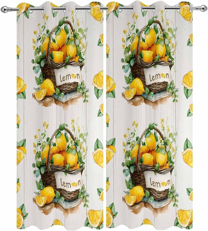 Lemon Outdoor Curtains for Patio Lemons Baskets Summer Tropical Plant Wood
