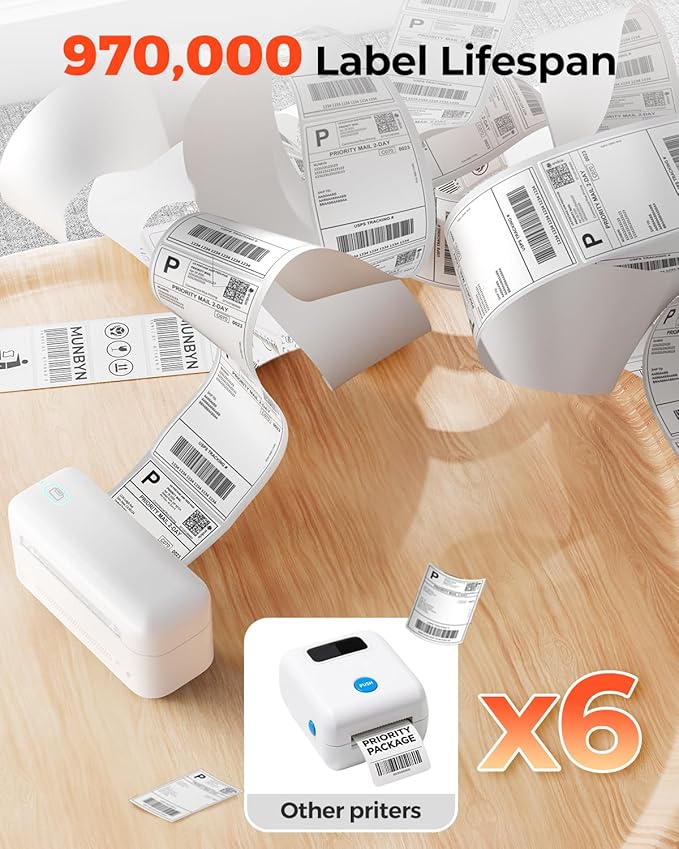 MUNBYN Bluetooth Thermal Label Printer RealWriter RW402B, 4x6 Shipping Label Printer for Small Business, Compatible with Android, iPhone and Windows, Mac, Chromebook, Ebay, USPS, FedEx, Shopify