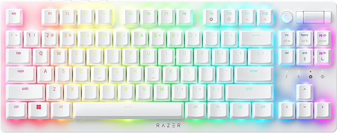 Razer DeathStalker V2 Pro Wireless TKL Optical Linear Switch Gaming Keyboard with Low-Profile Design Chroma RGB, Bluetooth Keyboard for Mac or Windows PC Gaming Computers - White (Renewed)