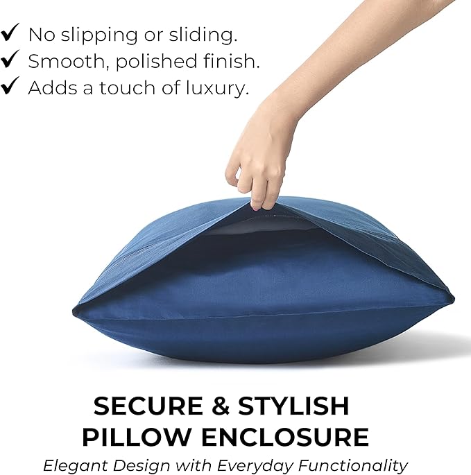 100% Natural Cotton Bed Sheets | 500 TC Single-Ply Sateen Weave Full Size Sheets | Breathable & Hypoallergenic Solid 4-Piece Bedding with Deep Pocket Fitted, Flat, Pillowcase | Navy Blue