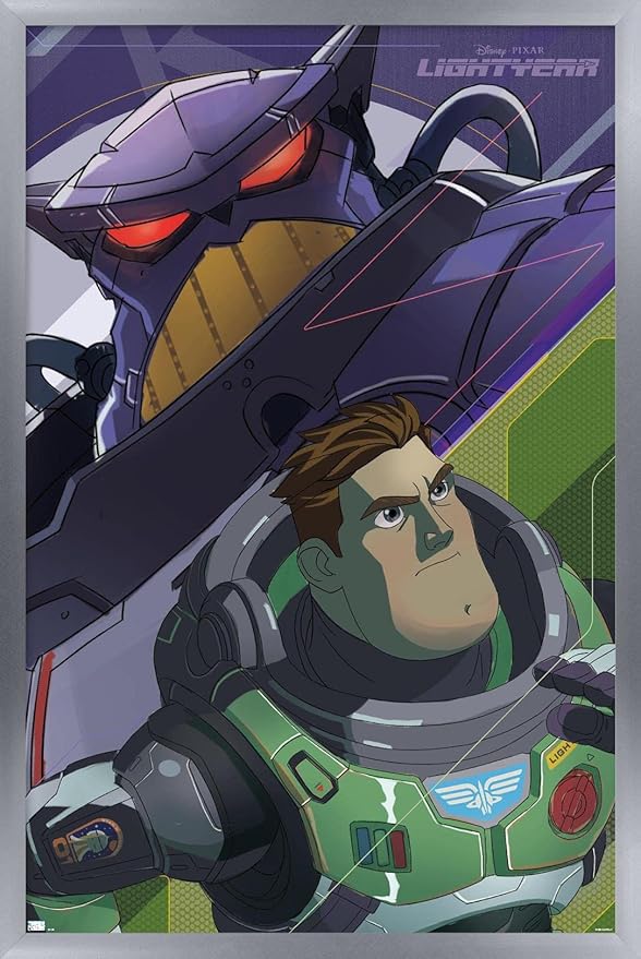 Trends International Disney Pixar Lightyear - Buzz and Zurg Wall Poster, 14.725" x 22.375", Silver Framed Version