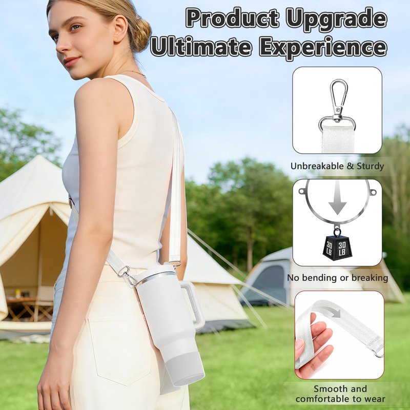 Cup Accessories Set Compatible with Stanley H2.0 & Protour 30oz 40oz, Includes Protective Boot, Shoulder Strap & Handle Strap, Handle Shoulder Carrying Strap for Women Men