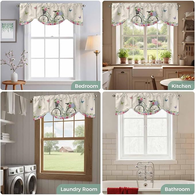 Farmhouse Spring Tie Up Valance Curtains