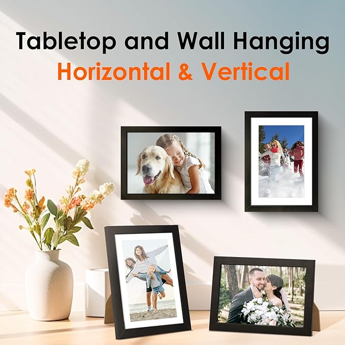 FIXSMITH 5x7 Picture Frame Set of 10, Photo Frame Bulk with HD Plexiglass, Display Pictures 4x6 with Mat or 5x7 Without Mat Multi Picture Frames Collage for Tabletop or Wall Display, Black