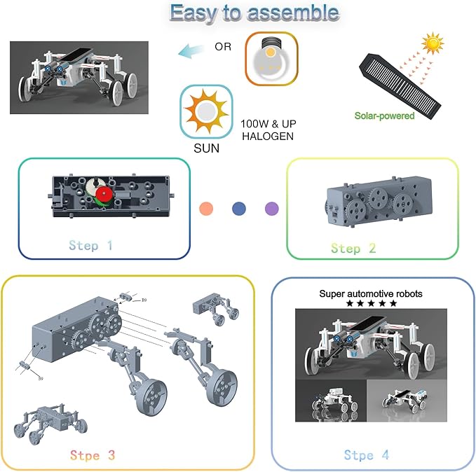 STEM 25-in-1 Education Solar Power STEM Toys for Boys Age 8-12, Science Kits Robots Toys for Ages 8-13, Building Toys Robotics Experiment Set Birthday Gifts for Kids 8 9 10 11 12 13 Years Old (Yellow)