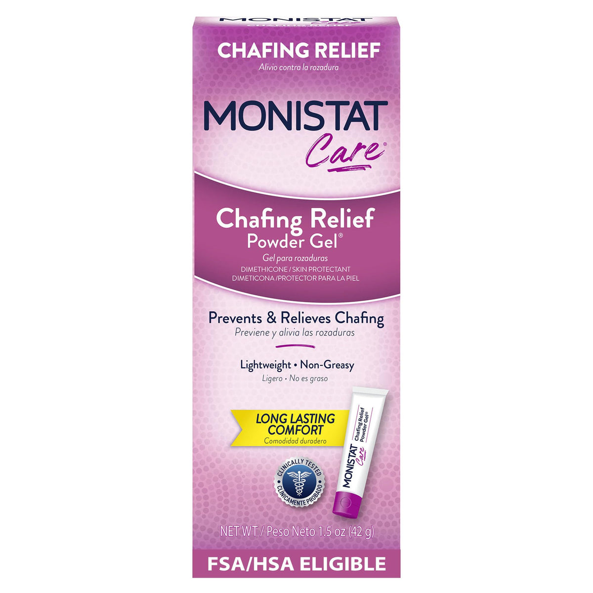 Monistat Chafing Relief Powder Gel, Long-Lasting Anti-Chafing Protection for Bikini Area, Thighs and Bra Lines, 1.5 Oz