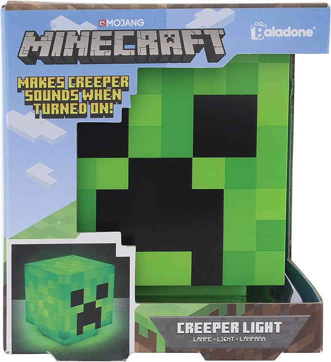 Paladone Minecraft Creeper Desk Light with Official Creeper Sounds, Handheld Night Light for Kids Room or Gamer Décor - Licensed Minecraft Gifts