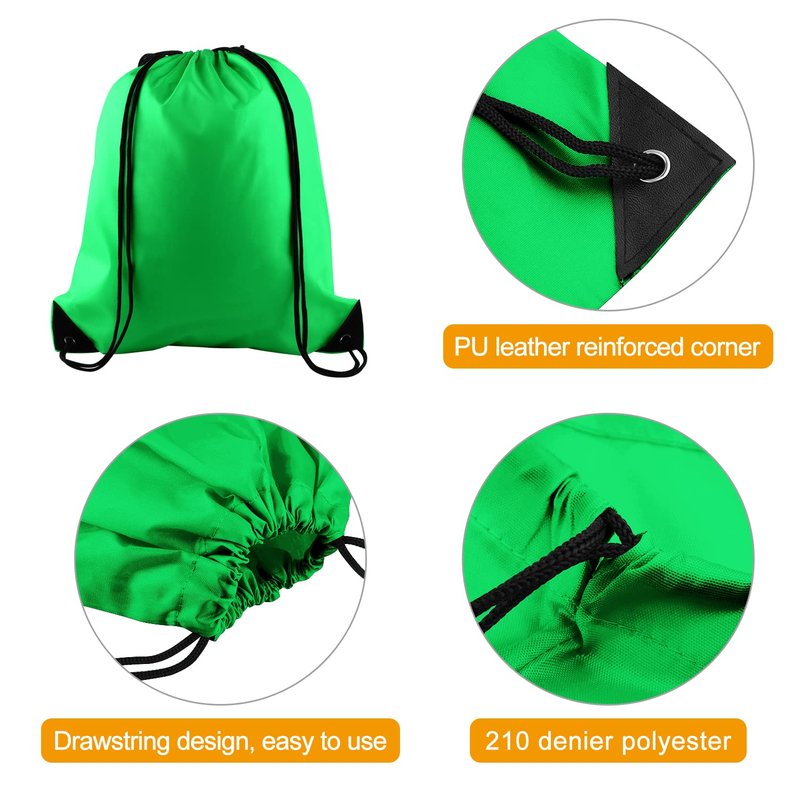 KUUQA 60Pcs Green Drawstring Backpack Bag Bulk Drawstring Bags String Bags Storage Bags Gym Backpack for Sport Gym Traveling