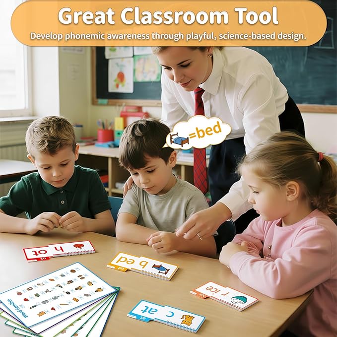 Word Family Build Book, 40 Read & Rhyme Flip Activity Books, Learn to Read Phonics Flash Cards for Preschool/Kindergarten, 1st-3rd Grade Kids, Ages 4-8 Homeschool Educational Learning Tools