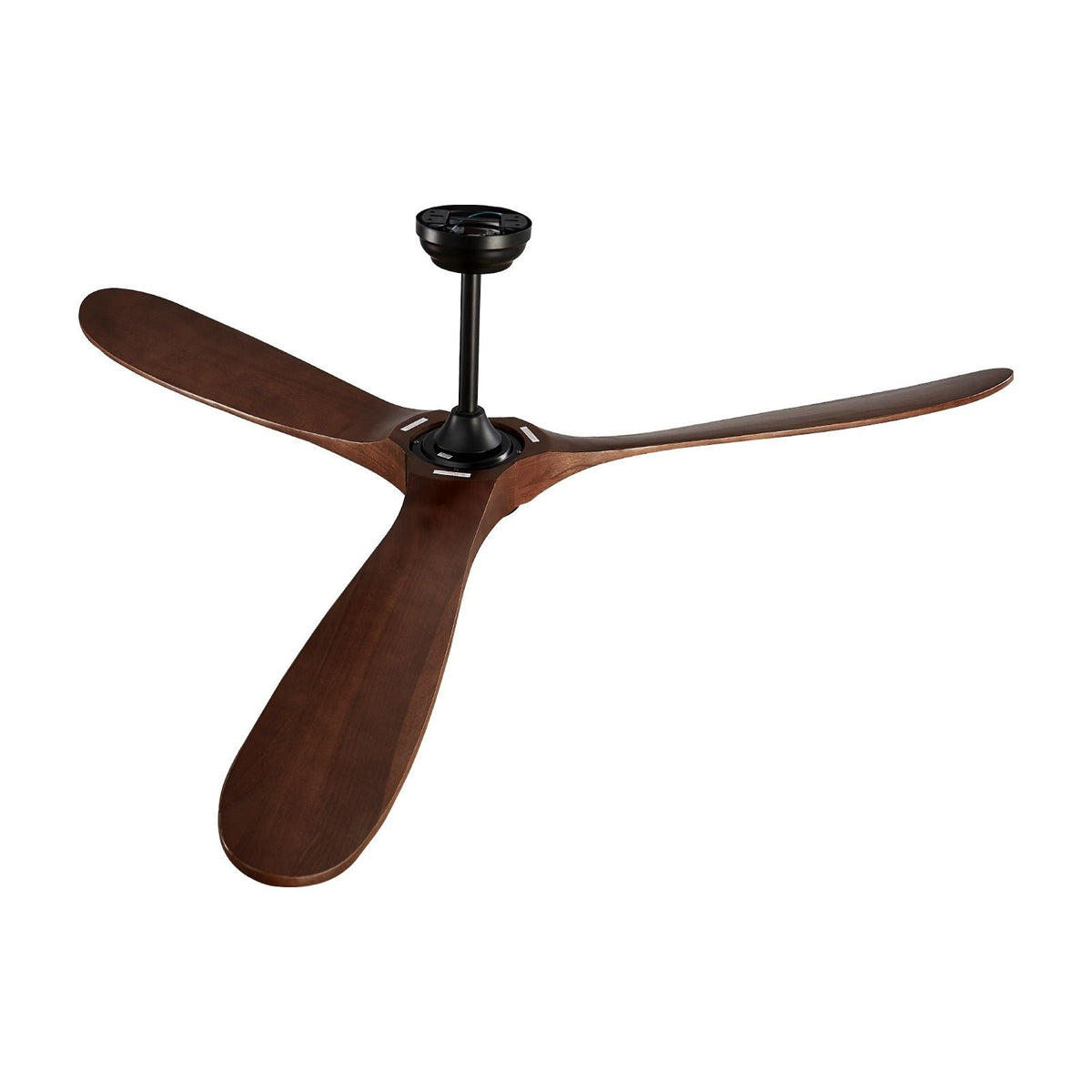 72 Inch Ceiling Fan without Light, 6-Speed Remote Control, 3-Wood-Blade, Reversible DC Motor, Modern Low Profile Flush Mount Exterior Fan for Bedroom, Living Room, Patio, Indoor/Outdoor, Walnut