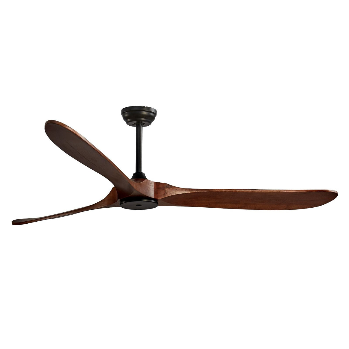 72 Inch Ceiling Fan without Light, 6-Speed Remote Control, 3-Wood-Blade, Reversible DC Motor, Modern Low Profile Flush Mount Exterior Fan for Bedroom, Living Room, Patio, Indoor/Outdoor, Walnut