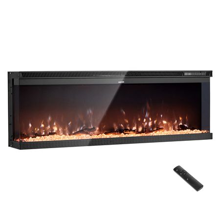72 inch Electric Fireplace, Three-Sided Glass Wall Mounted Recessed Fire Place with Remote Control, Timer, 1500W, Adjustable Flame Color Brightness,Overheat Protection, for Living Room,Bedroom