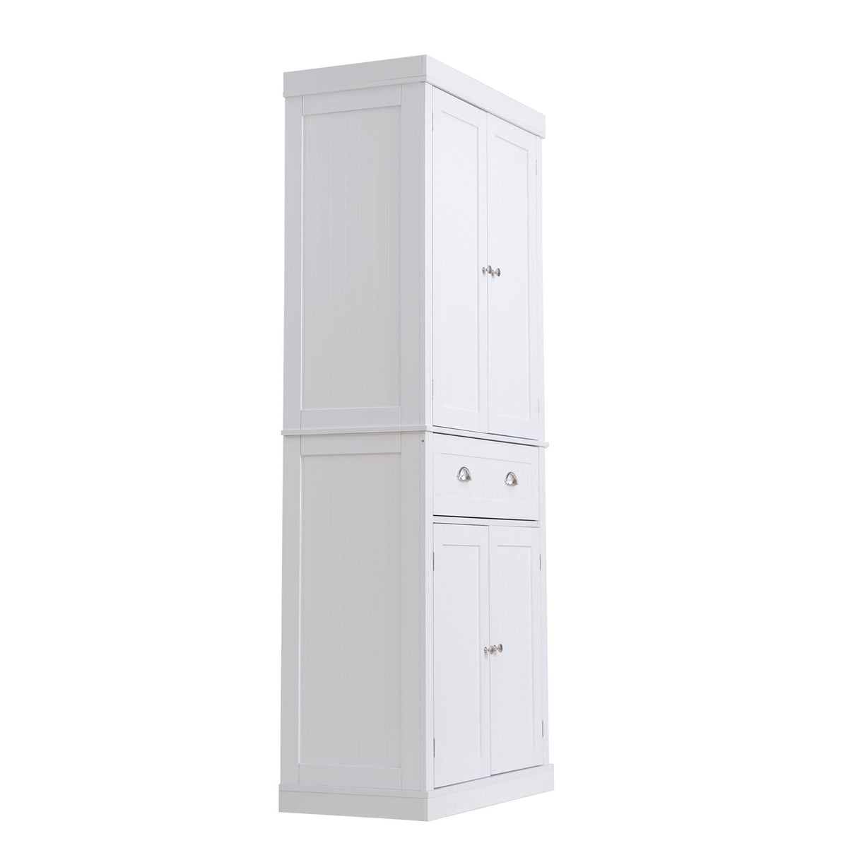 72" Kitchen Pantry Storage Cabinet, Freestanding Utility Cabinets with Doors, Drawer and 3 Adjustable Shelves, Tall Food Buffet Pantries for Kitchen, Living Room, Dinning Room, Laundry, White