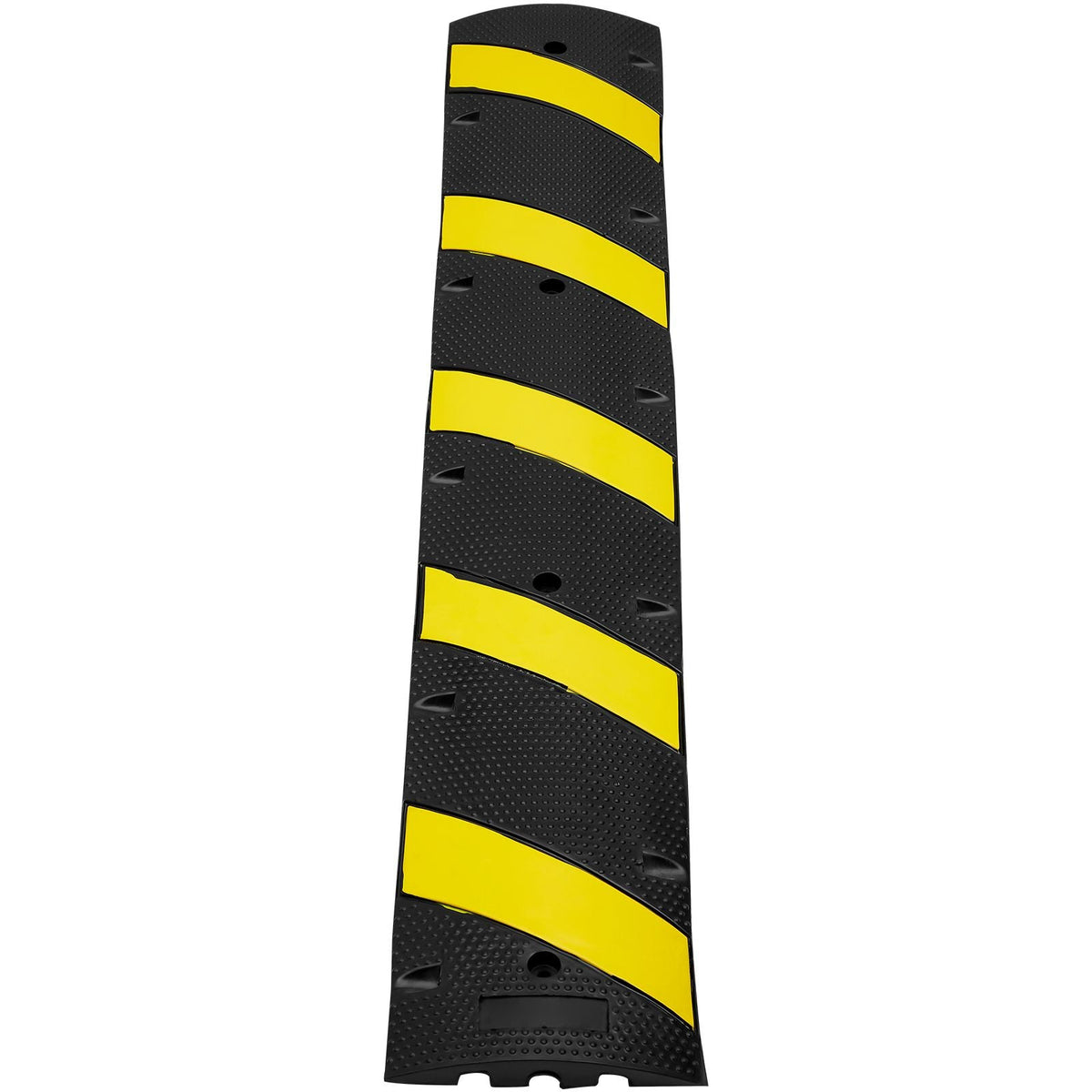 72'' Rubber Speed Bump, Dual Channel, Supports up to 22000 lbs, Durable Traffic Speed Hump with Bright Yellow Reflective Strip, Includes 4 Expansion Screws & Drill for Asphalt, Concrete, Grav