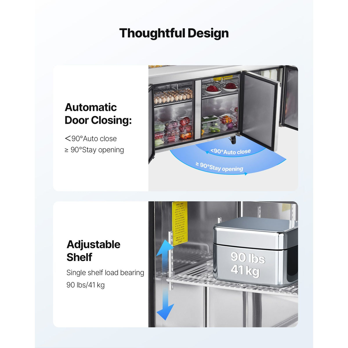 72"W Commercial Refrigerator, 18.7 Cu. Ft Sandwich Prep Refrigerated Table, Mega Top Food Prep Fridge with 18 Pans and Cutting Board, Stainless Steel Salad Prep Cooler for Restaurant, Food Truck
