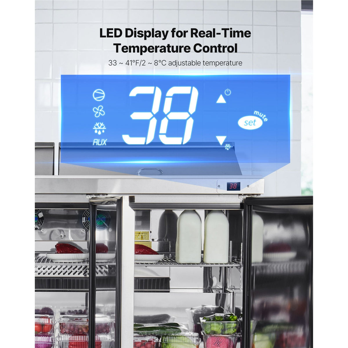 72"W Commercial Refrigerator, 18.7 Cu. Ft Sandwich Prep Refrigerated Table, Mega Top Food Prep Fridge with 18 Pans and Cutting Board, Stainless Steel Salad Prep Cooler for Restaurant, Food Truck