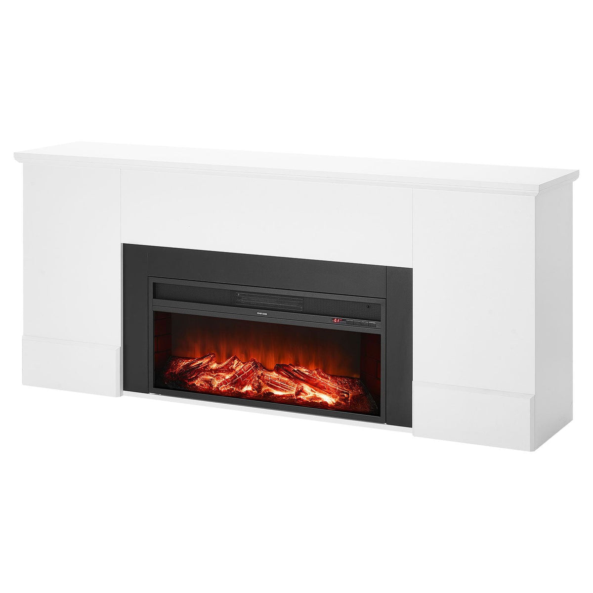 75 inch Freestanding Fireplaces, 1500W 5120BTU Fake Electric Fireplace Stove Heater with Mantel, Overheating Protection, Adjustable Flames,Timer, Remote, for Living Room,Bedroom,White