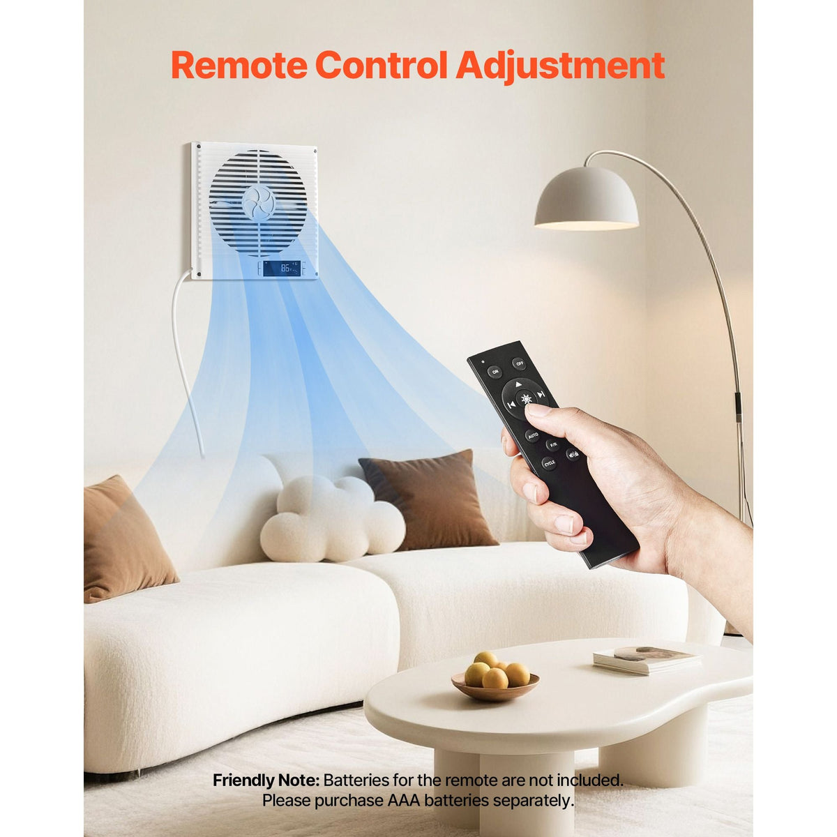 7.5-Inch Room to Room Fan, 2-in-1 305 CFM Through Wall Fan with Remote Control & Two-Way Airflow, 10-Speed Ventilation Quiet Vent for Kitchen, Living & Laundry Room Workshop