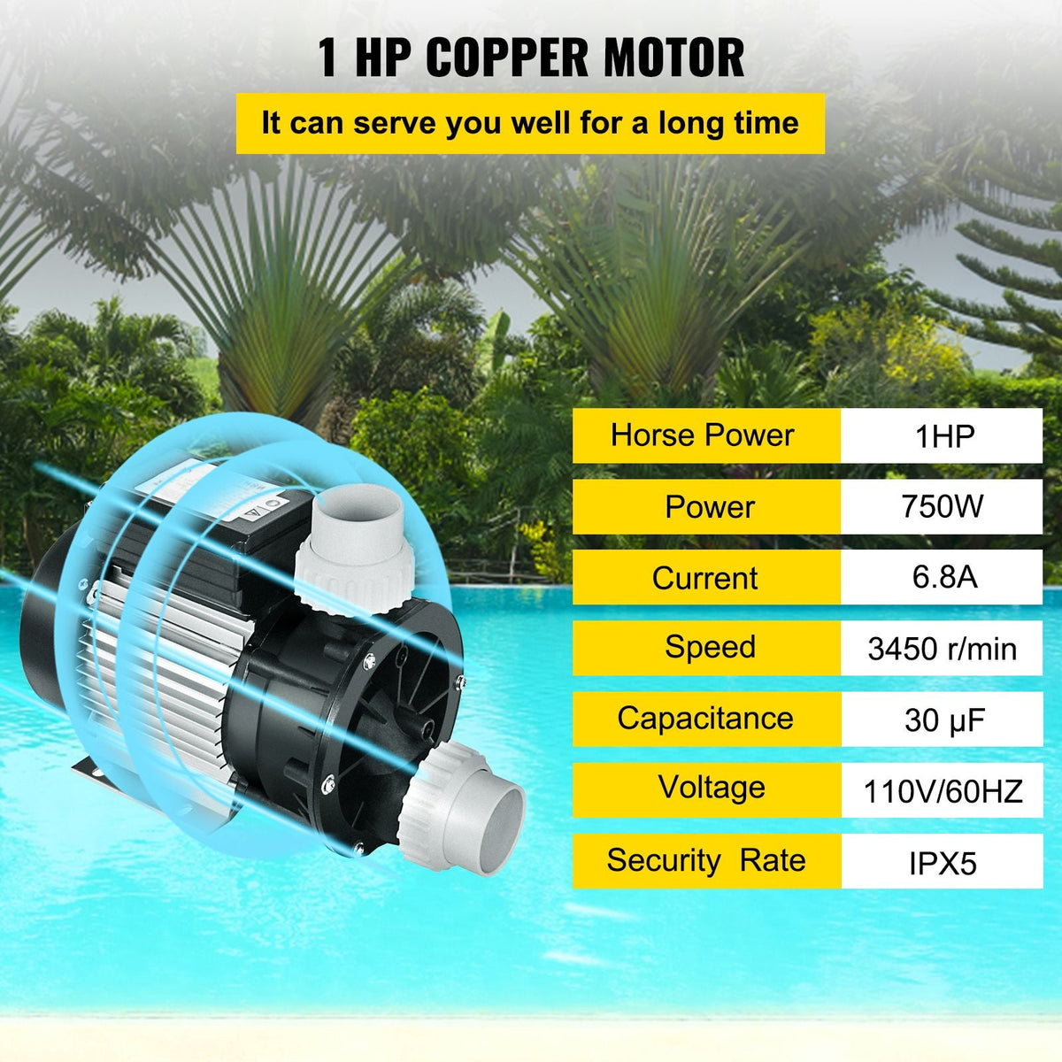 750W 1HP Water Pump for Swimming Pools
