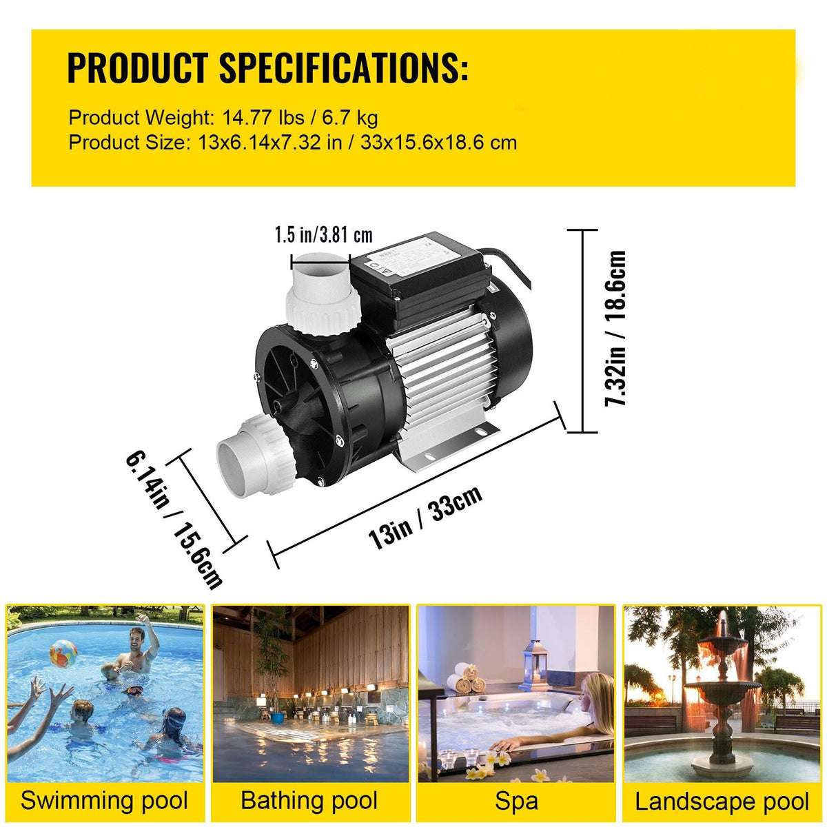 750W 1HP Water Pump for Swimming Pools