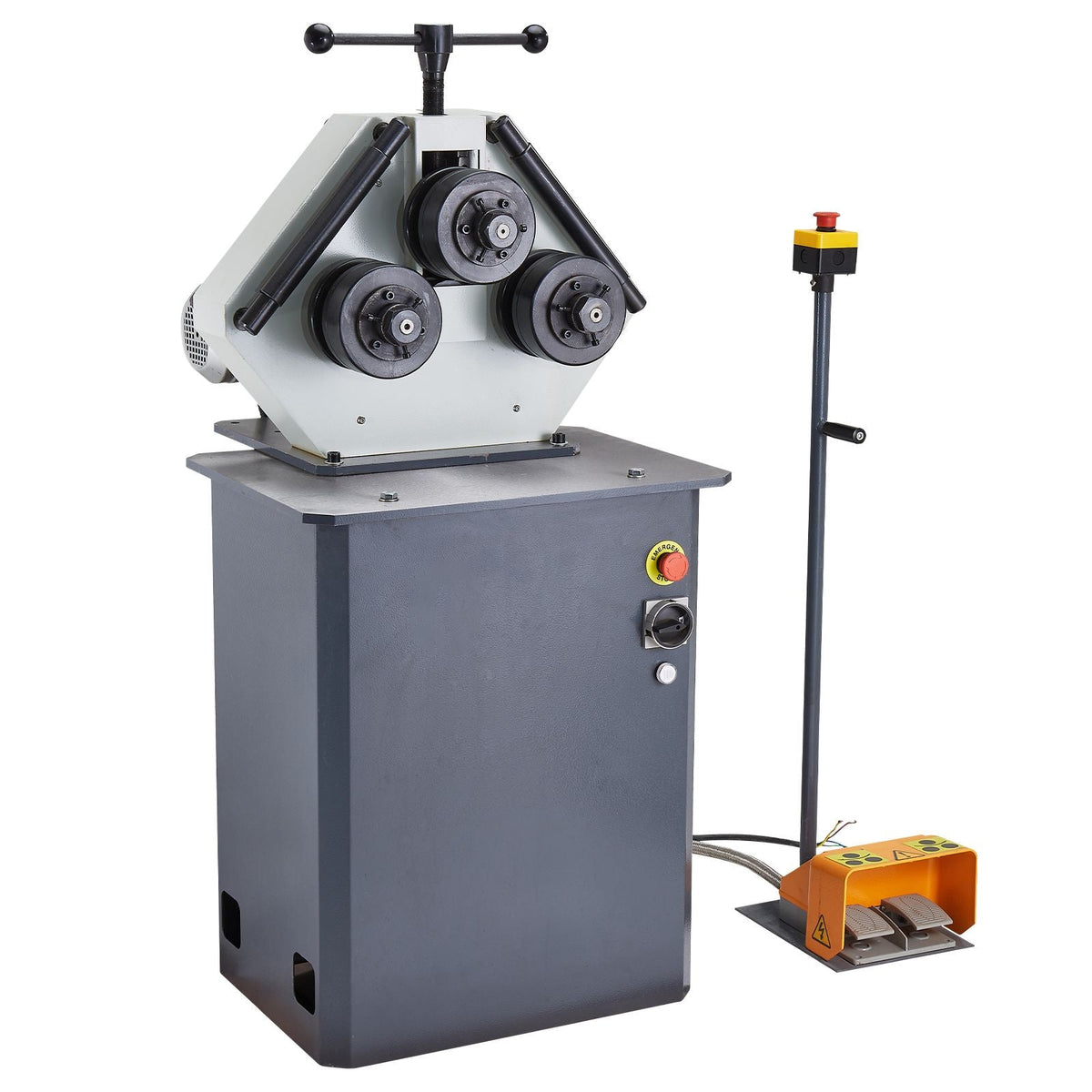 750W Electric Roll Bending Machine, 3-Roller Electric Pipe Bender Machine with Reversible Foot Switch, Support Horizontal/Vertical Operation (220V 60Hz 3-Phase, No Plug)