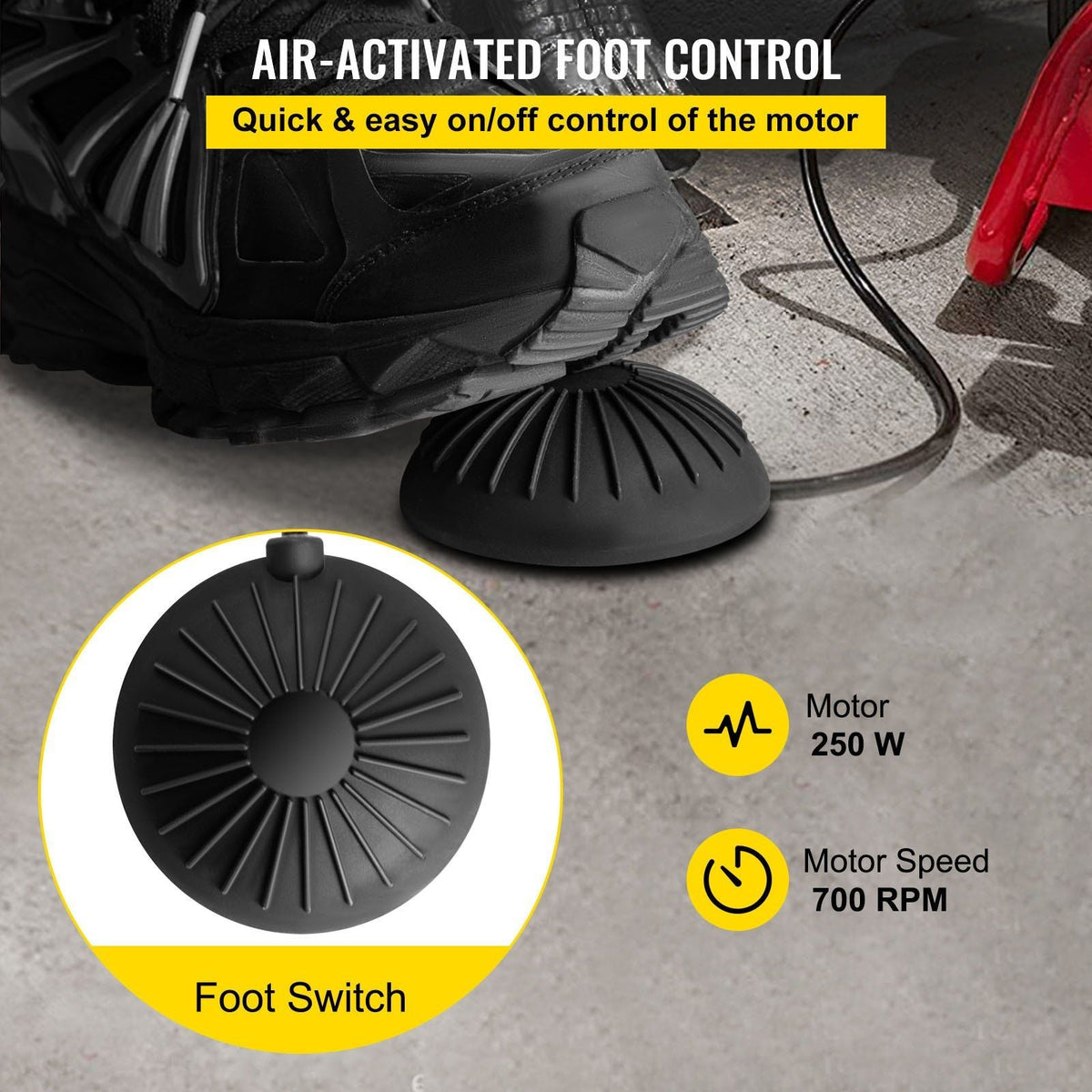 75FT x 3/8 Inch Drain Cleaning Machine, 250W Electric Drain Auger on Wheels, Portable Sewer Snake Auger Cleaner with Cutters & Air-Activated Foot Switch for 2" to 4" Pipes, Black, Red
