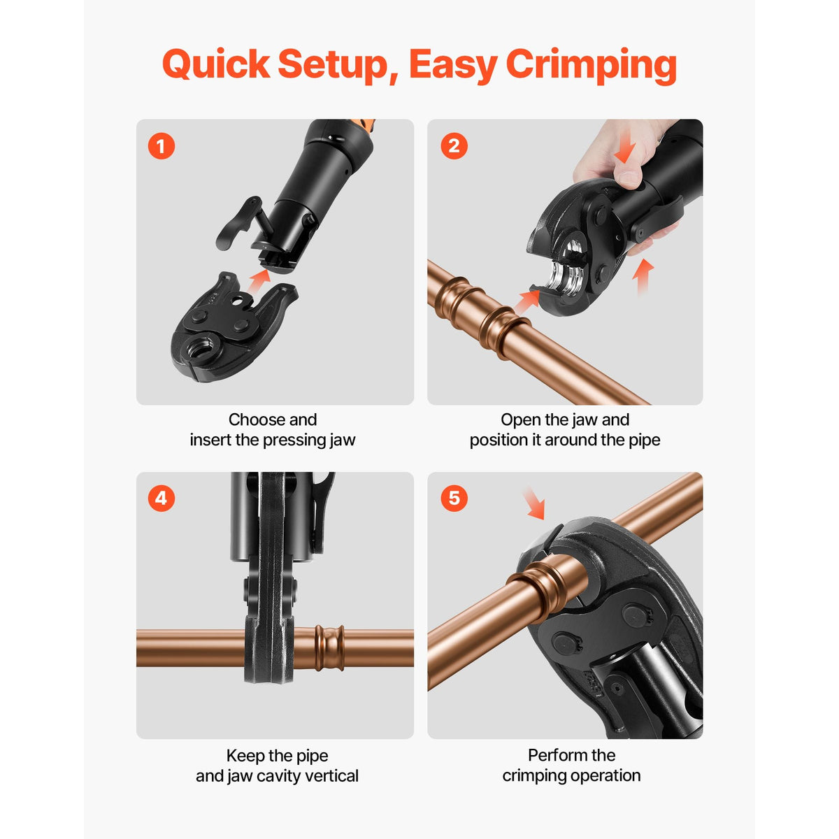 7/8" Press Jaw for Compact Series Press Tools, 52 HRC Hardened Steel Pressing Jaw for High Pressure HVAC/R Applications - Compatible with 24KN Press Tools for RLS Copper Pipes Connections