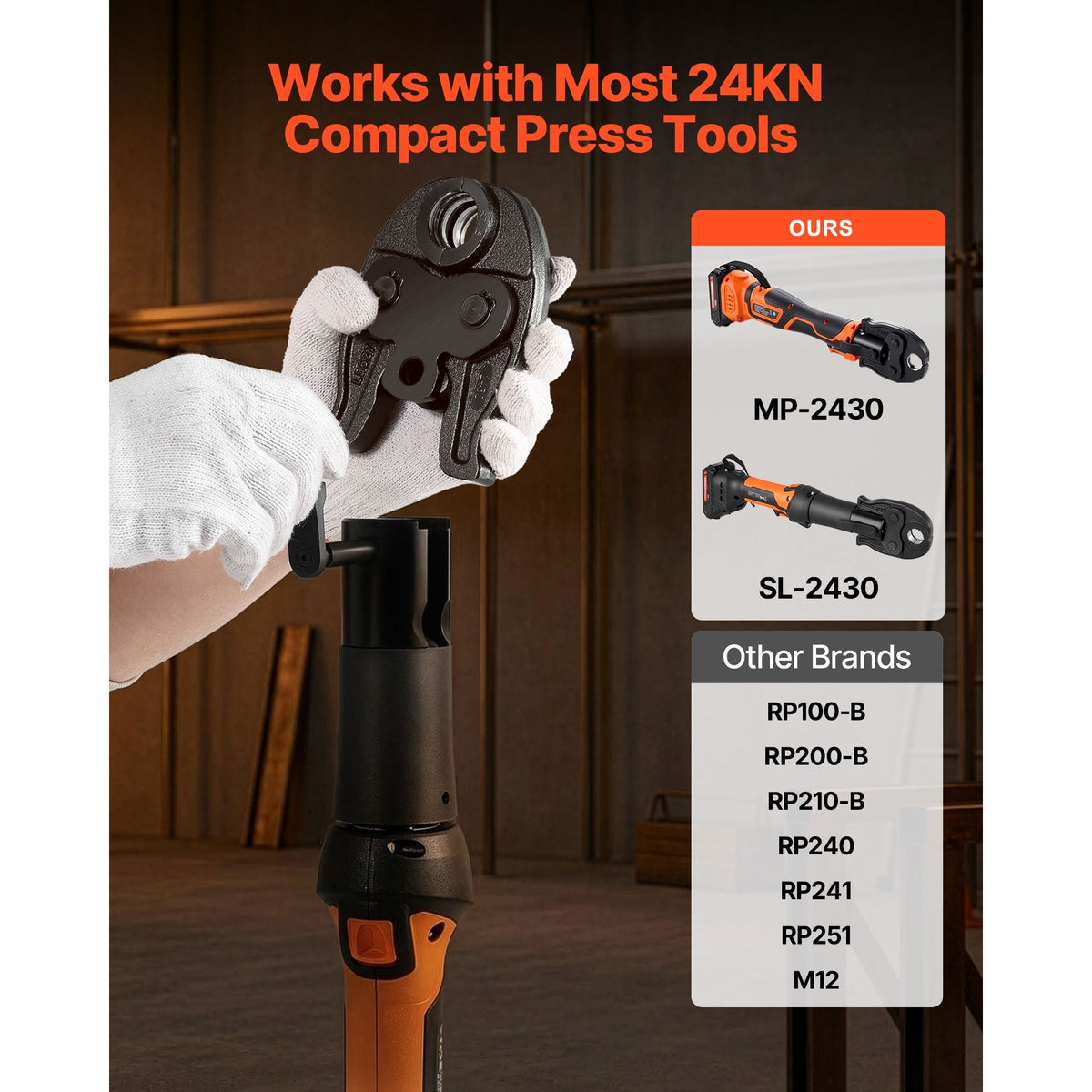 7/8" Press Jaw for Compact Series Press Tools, 52 HRC Hardened Steel Pressing Jaw for High Pressure HVAC/R Applications - Compatible with 24KN Press Tools for RLS Copper Pipes Connections