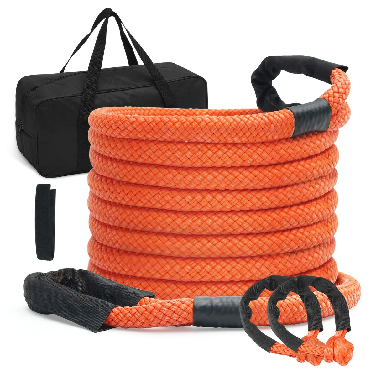 7/8" x 30' Kinetic Recovery Tow Rope 30,580lbs, Heavy-Duty Off Road Snatch Strap with 2 Soft Shackles (41750lbs) Extreme Duty 30% Elasticity Energy Snatch Strap Jeep Car Truck ATV Tractor
