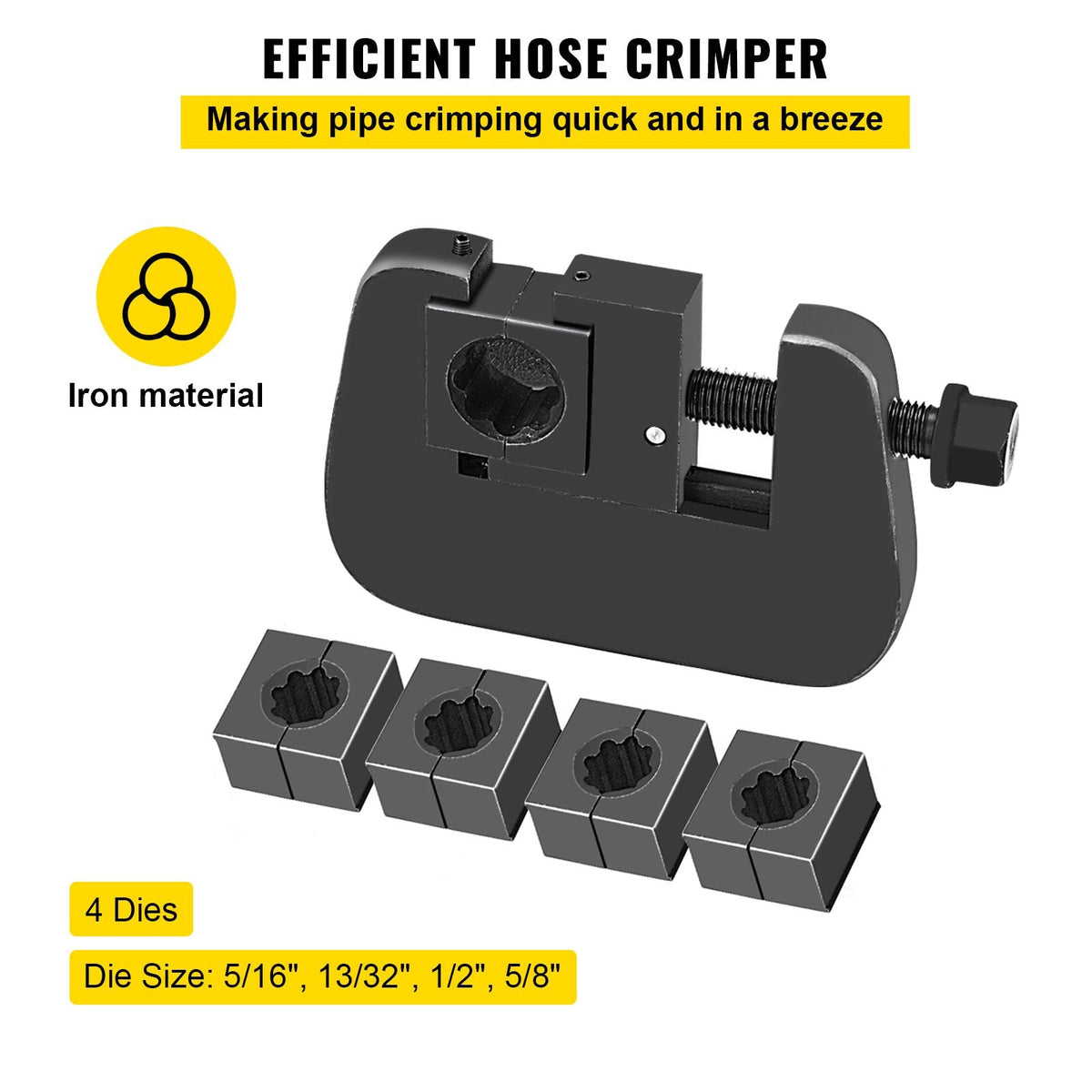 7843B Manual A/C Hose Crimper Kit,Handheld Air Hose Crimper Tool Kit with 4 Dies Whole Set #6#8#10#12,A/C Hose Crimper Repair Tool Kit Die Set,for Crimping Automotive Air Conditioning Pipes
