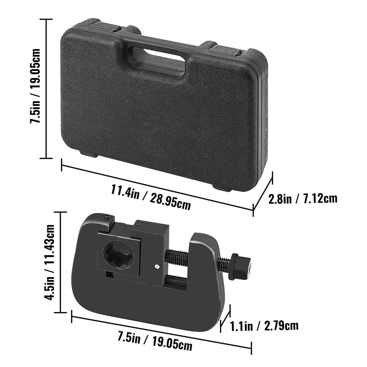 7843B Manual A/C Hose Crimper Kit,Handheld Air Hose Crimper Tool Kit with 4 Dies Whole Set #6#8#10#12,A/C Hose Crimper Repair Tool Kit Die Set,for Crimping Automotive Air Conditioning Pipes