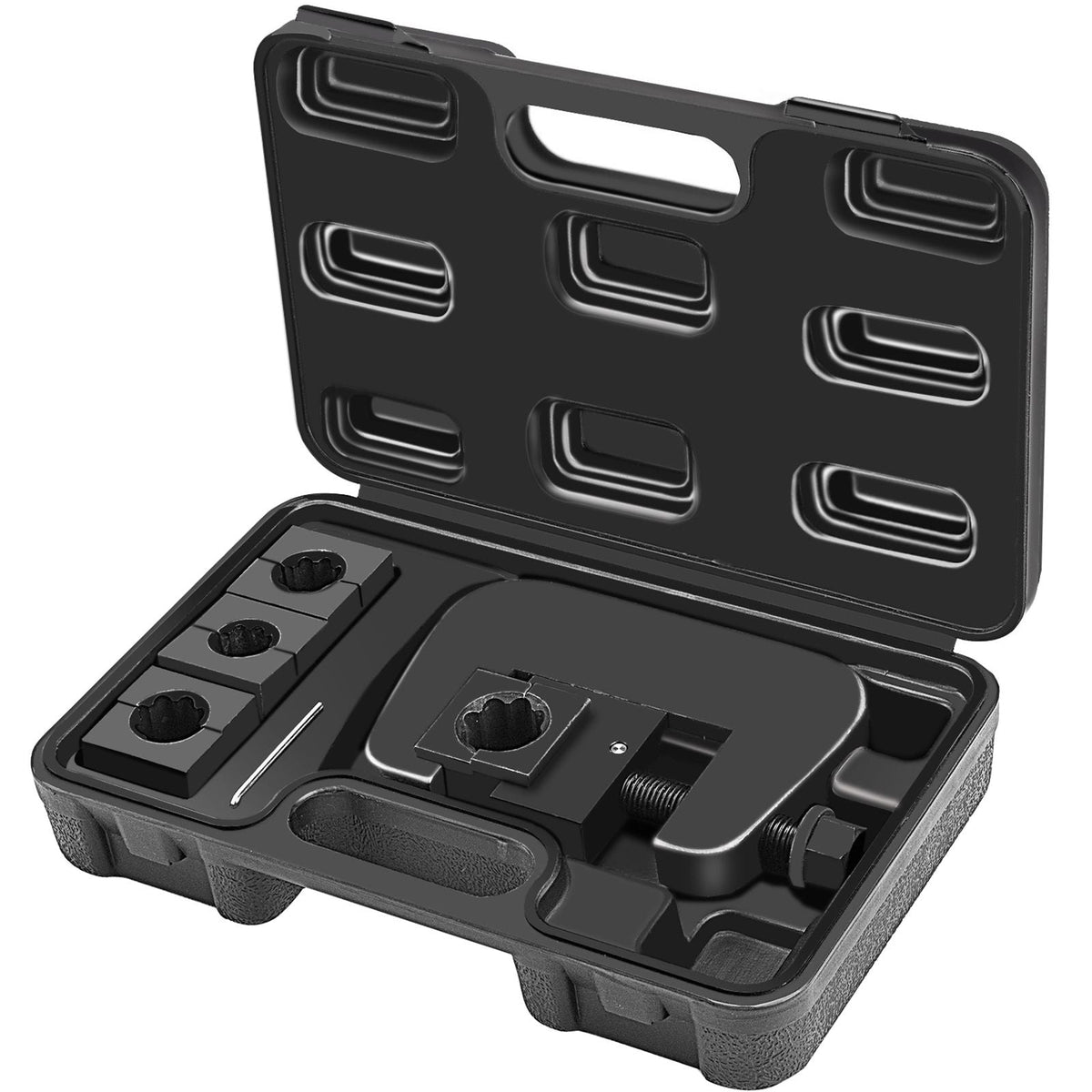 7843B Manual A/C Hose Crimper Kit,Handheld Air Hose Crimper Tool Kit with 4 Dies Whole Set #6#8#10#12,A/C Hose Crimper Repair Tool Kit Die Set,for Crimping Automotive Air Conditioning Pipes