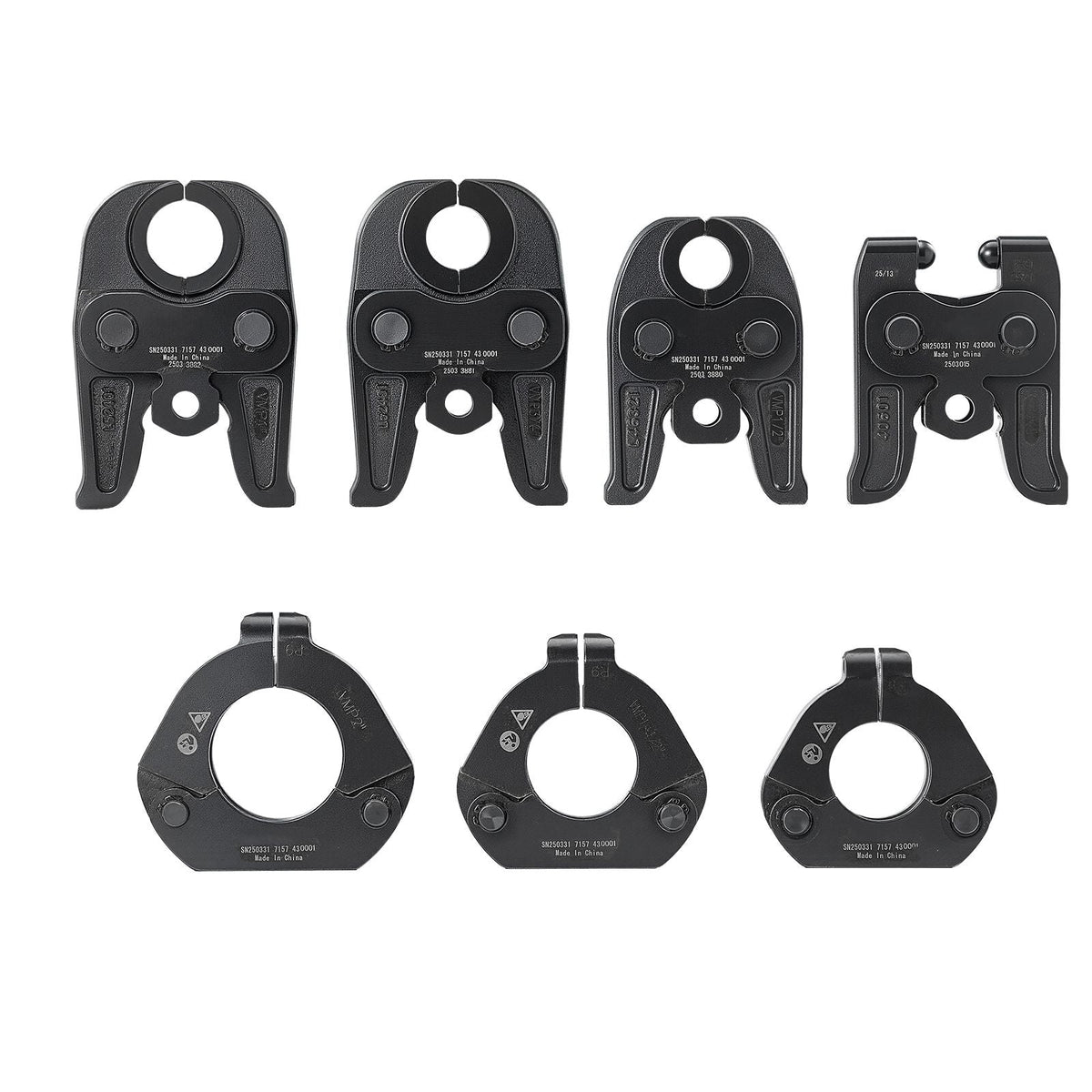 7PCS MegaPress Pressing Kit 1/2" to 2" - 3PCS Press Jaws, 3PCS Press Rings, 1PCS Actuator for MegaPress Carbon Steel Pipes, Compatible with Standard Press Tools - with Case