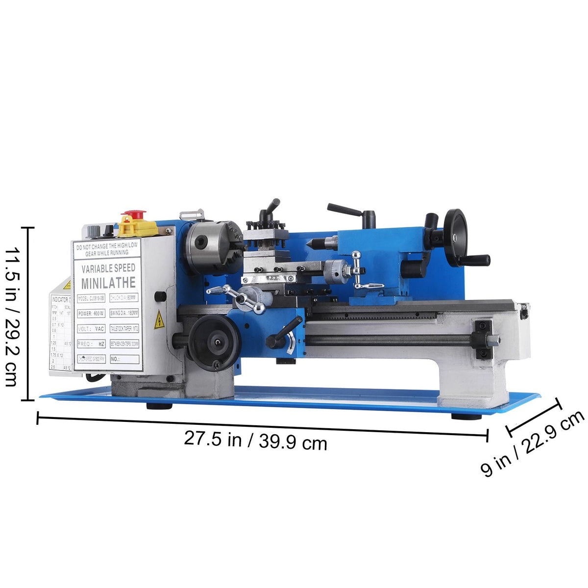 7x12" 400W Precision Mini Metal Lathe Variable Speed 2250RPM