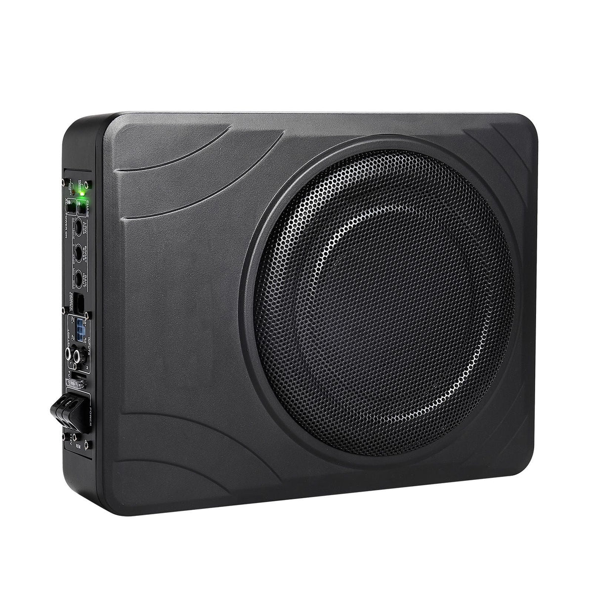8" 300W Underseat Car Subwoofer, Slim Powered Car Subwoofers Under the Seat, Low Profile Audio Sub Built-in Amplifier, High/Low Level Input & Volume Controller for SUVs, Car, Truck, RV