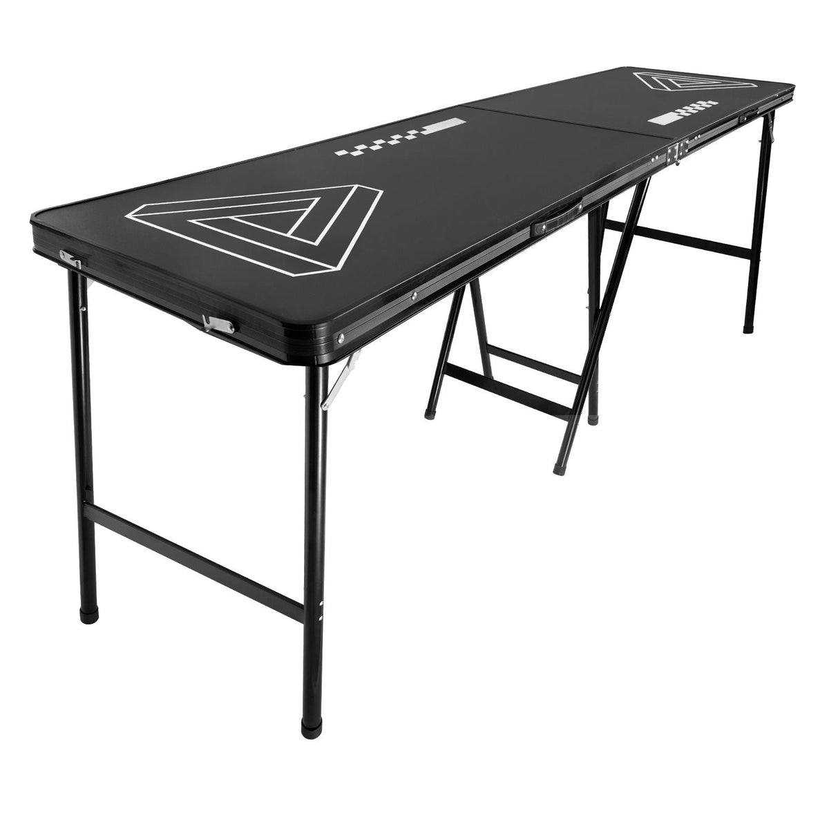 8 Foot Portable Beer Pong Table, Foldable 36 inch Heightened Table, Carrying Handles and 6 Pong Balls, Lightweight Tailgate Table for Office, Tailgate Party, Travel & Camping, Black