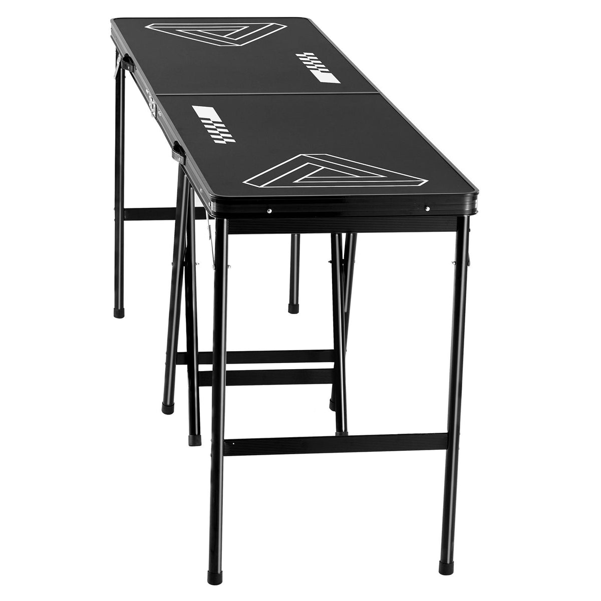 8 Foot Portable Beer Pong Table, Foldable 36 inch Heightened Table, Carrying Handles and 6 Pong Balls, Lightweight Tailgate Table for Office, Tailgate Party, Travel & Camping, Black