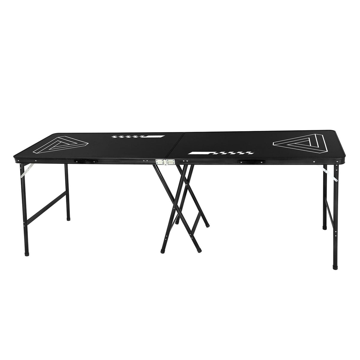8 Foot Portable Beer Pong Table, Foldable 36 inch Heightened Table, Carrying Handles and 6 Pong Balls, Lightweight Tailgate Table for Office, Tailgate Party, Travel & Camping, Black