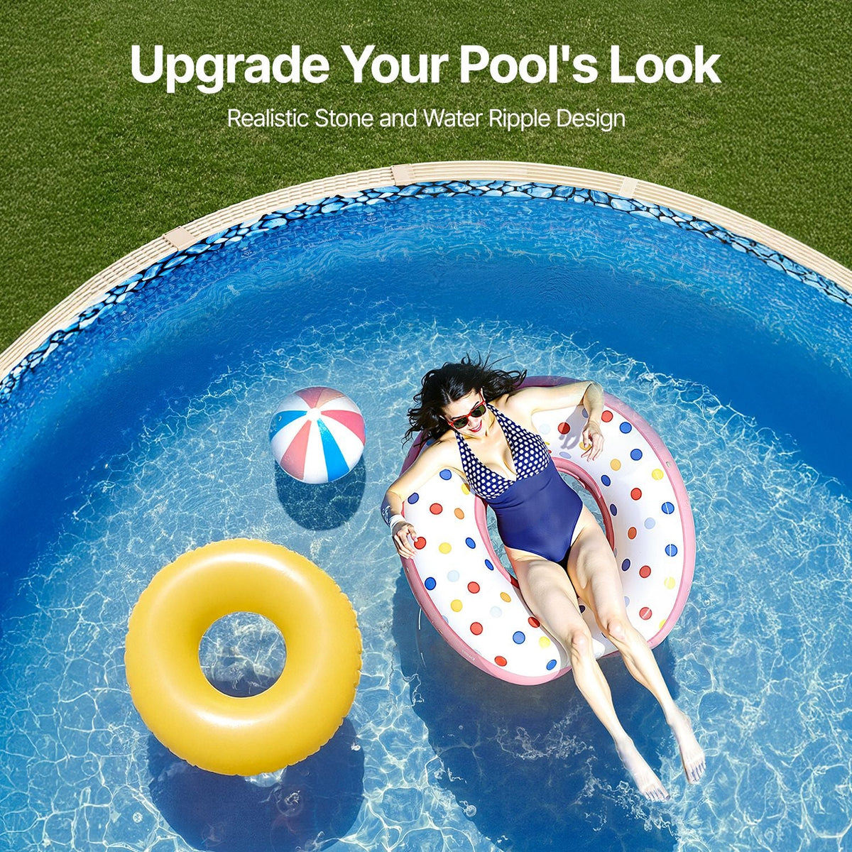 8-ft Round Above Ground Pool Liner, Overlap Pool Liners, Standard Gauge Vinyl, 48-to-54inch Wall Height, Designed for Steel Sided Above-Ground Swimming Pools