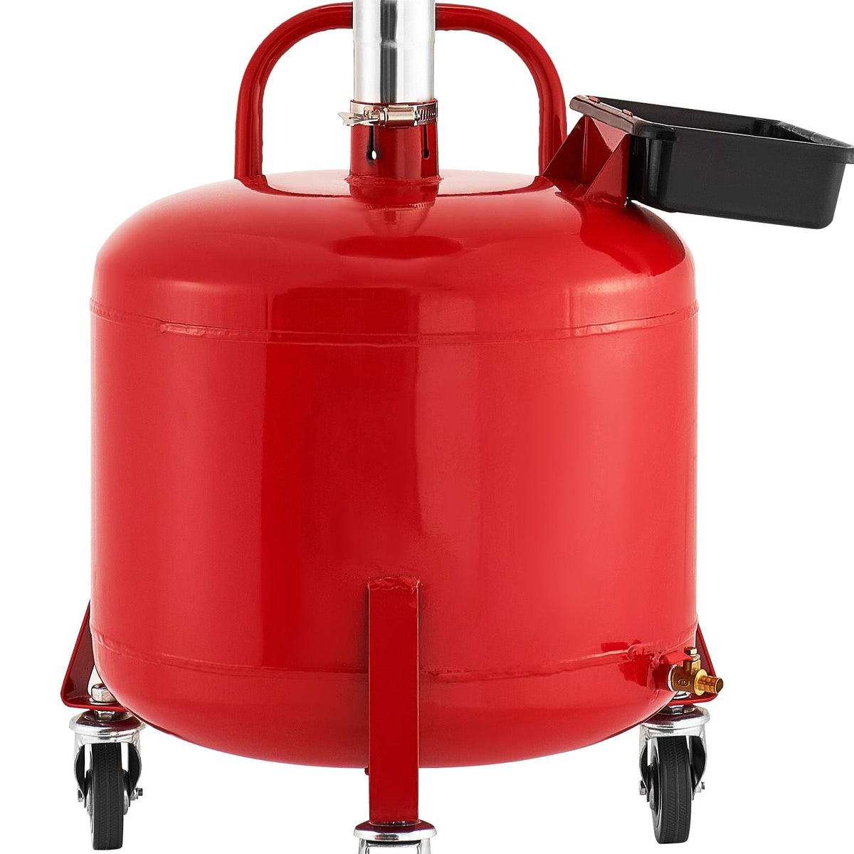 8 Gallon Waste Oil Drain Tank, Industrial Fluid Drain Tank with Adjustable Funnel Height, Portable Oil Drainer with Wheels & Toolbox, Fluid Fuel Transfer Drainage for Auto Repair Shops, Red