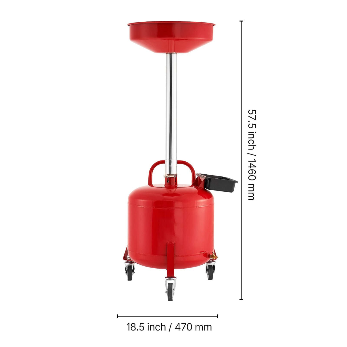 8 Gallon Waste Oil Drain Tank, Industrial Fluid Drain Tank with Adjustable Funnel Height, Portable Oil Drainer with Wheels & Toolbox, Fluid Fuel Transfer Drainage for Auto Repair Shops, Red