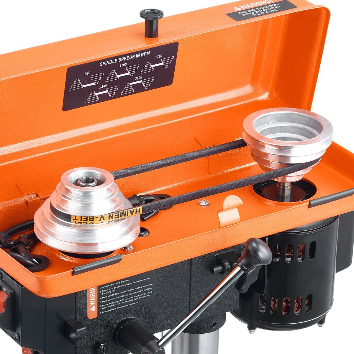 8 in Benchtop Drill Press, 2.5A Induction Motor, Tabletop Drilling Machine with 620 / 1140 / 1740 / 2340 / 3100 RPM Adjustable Speed, 0-45° Tilting Worktable, LED Work Light, for Wood Metal